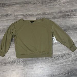 NEW Ladies INC Wide neck/ off the shoulder dark green sweatshirt, size XL